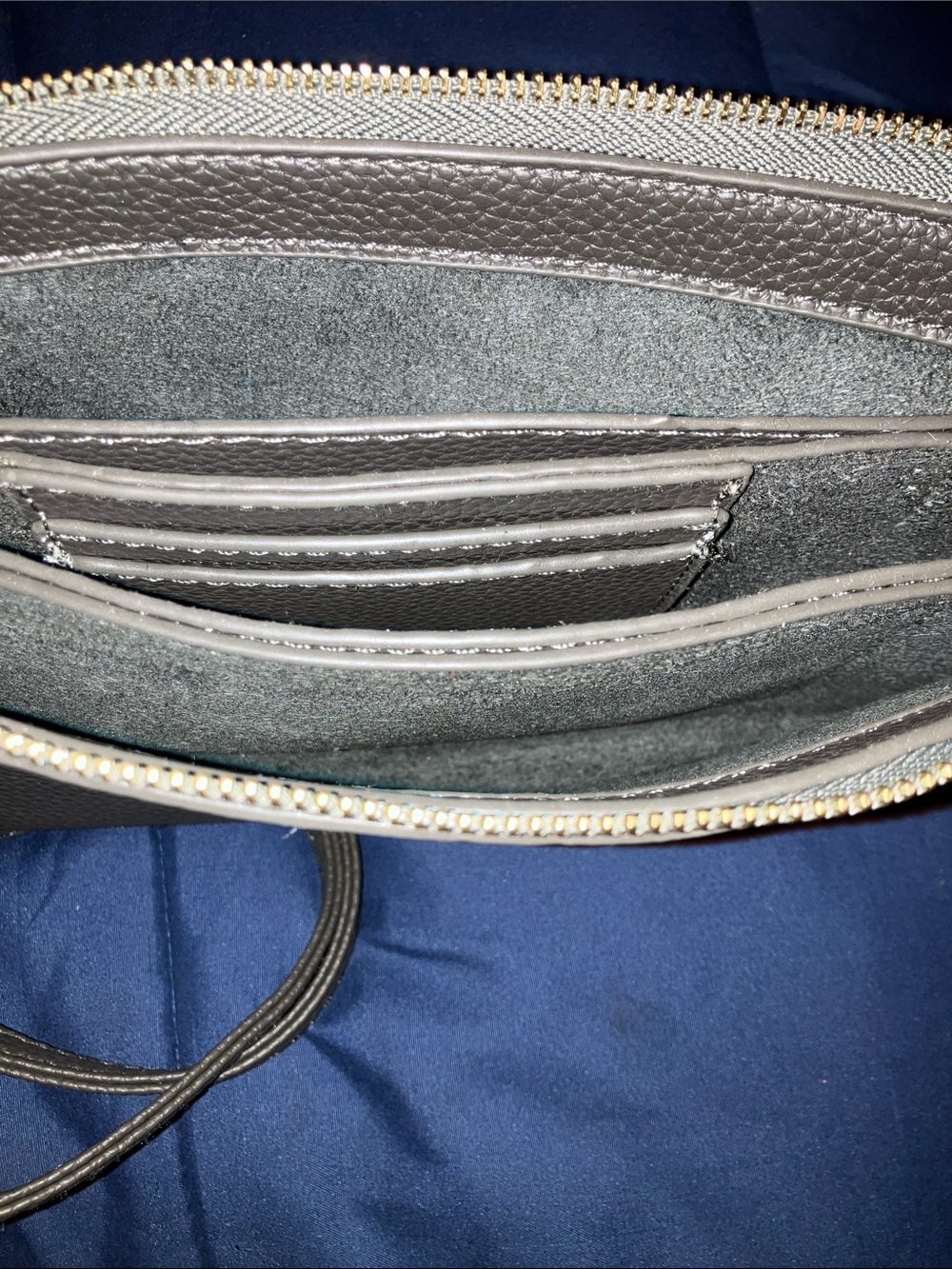 Hand Crafted Army Green Pebbled Crossbody Bag with Gold Hardware 9” X 5” - Picture 7 of 8